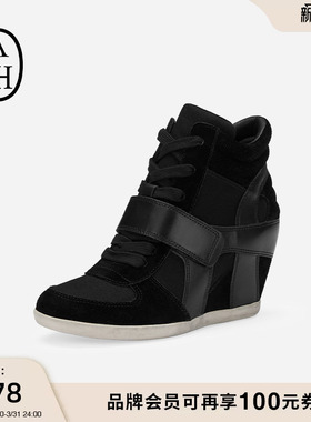 ASH女鞋春季BOWIE BIS坡跟休闲鞋厚底内增高深口单鞋高帮鞋