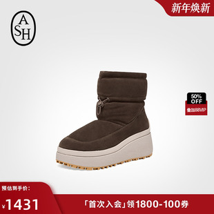 ASH女靴2025秋冬新款 OXMO雪地靴女圆头休闲百搭套筒厚底增高短靴