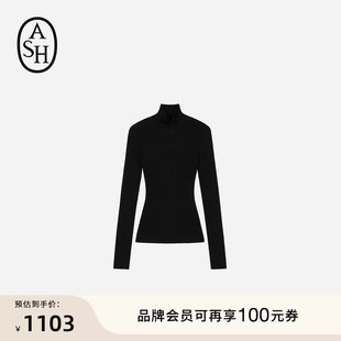 ASH女装 羊毛混纺黑色高领内搭针织上衣女修身 打底衫 LUCY