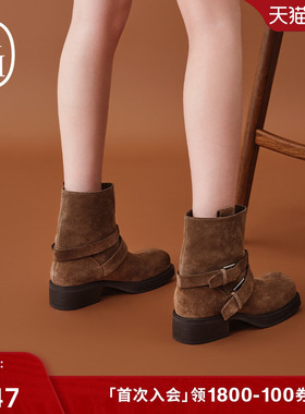 ASH女鞋2025秋冬新款YANKEE方头切尔西靴户外露营西部靴女短靴