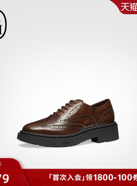 ASH布洛克女鞋秋季MERCER真皮乐福鞋女英伦复古粗跟德比单鞋