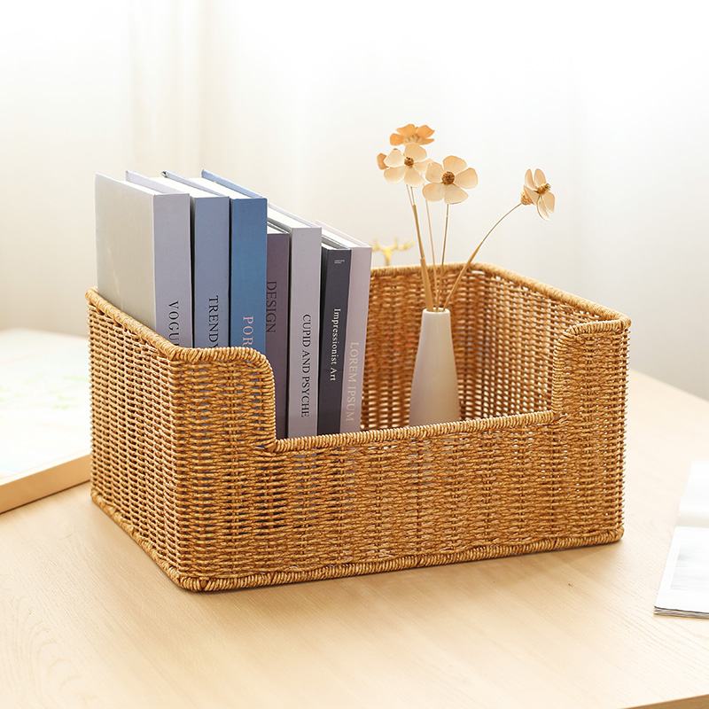 仿藤编抽屉式茶几电视柜收纳筐