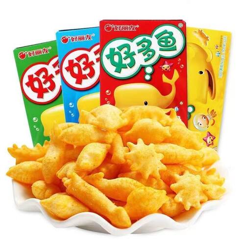 好丽友好多鱼33g30盒休闲膨化休闲小零食儿童整箱