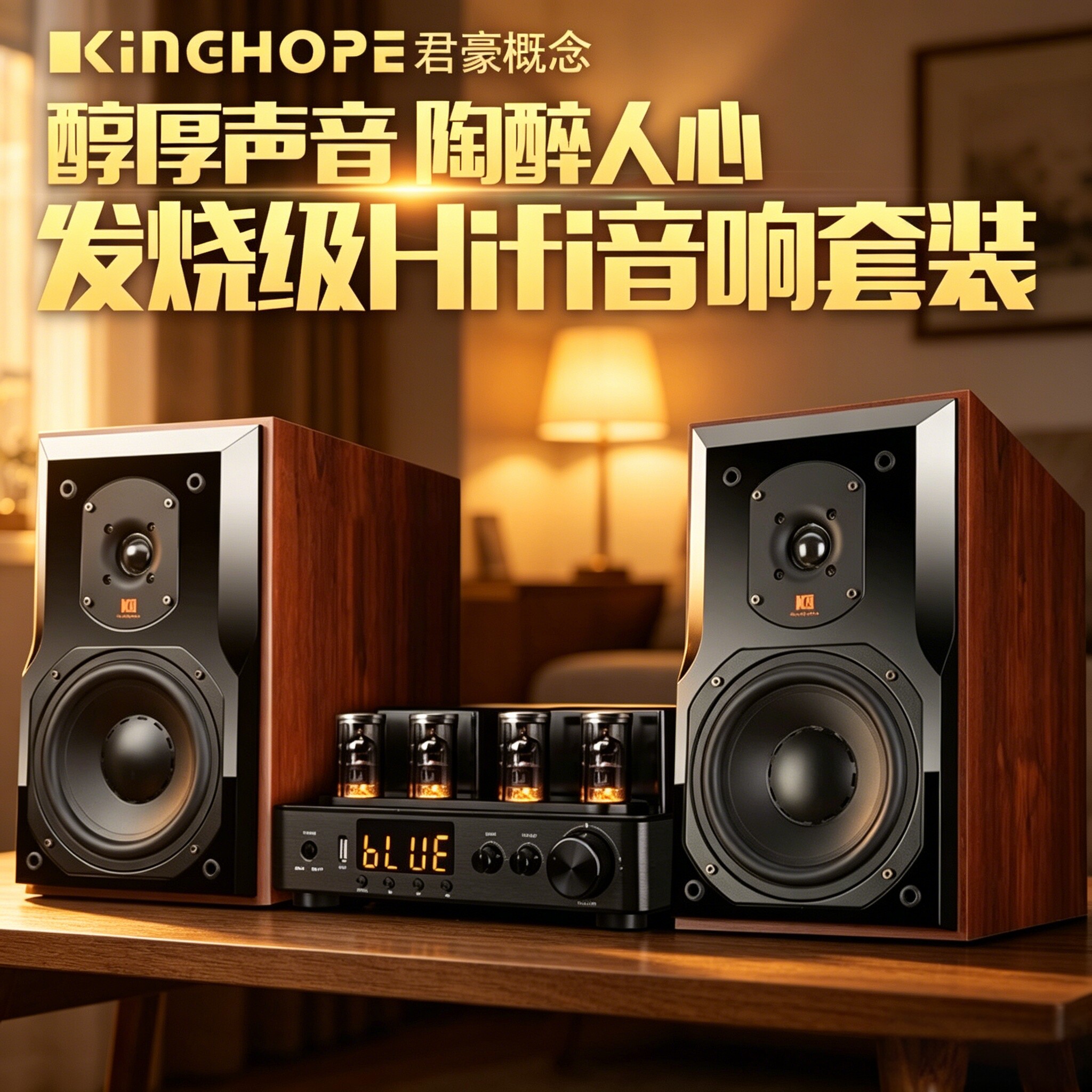 KINGHOPEKH-80S发烧电子管胆机音响套装hifi功放机组合书架音箱