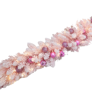 粉色植绒藤条圣诞节装饰品店铺店面挂饰摆件场景布置用品创意装扮