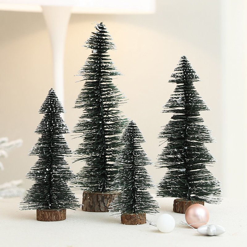 圣诞装饰仿真松树迷你桌面摆件商场橱窗节日雪景布置创意儿童礼物