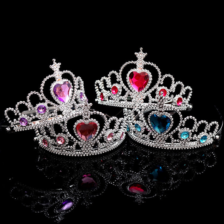 万圣节儿童装饰发饰头饰品女童可爱王冠公主小女孩水钻皇冠发夹