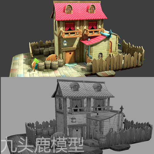 maya 3Dmax c4d unity blender三维游戏动画卡通建筑房子模型素材