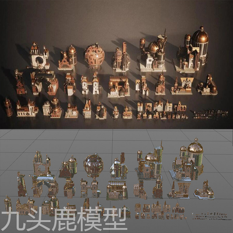 maya 3Dmaxc4d blend三维游戏动画科幻城堡建筑房子大殿模型素材