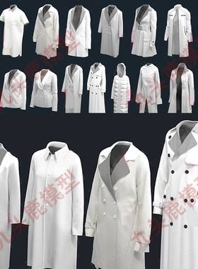 Blender女性衣服长衫布料衣服西装羽绒服大衣服装3D模型FBX模型