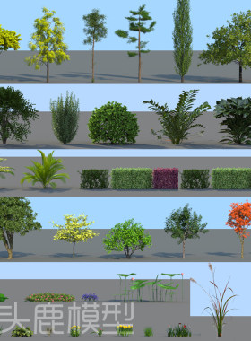 maya花草树木灌木植物模型素材三维动画场景室外植被源文件带贴图