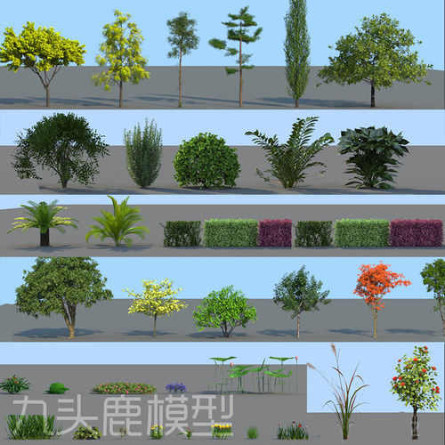 maya花草树木灌木植物模型素材三维动画场景室外植被源文件带贴图