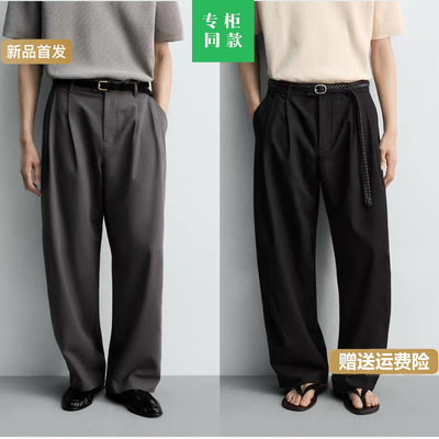 柜399！春夏新款男装宽松垂性打褶细节装饰长裤休闲裤5070800 802