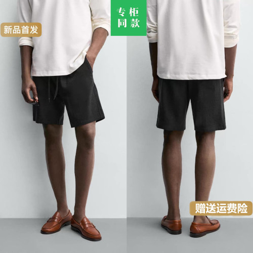 柜299！ZA家 春夏新品男装粘纤亚麻宽松版型休闲短裤 1437404 052