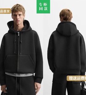 柜499！新品舒适型落肩宽松科技面料连帽卫衣外套1437312 1437313
