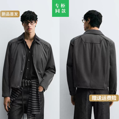 柜699!ZA冬季新品男装科技棉服衬衫外套黑色夹克棉衣 1437362 801
