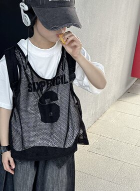 小龙社男童短袖t恤2026儿童网衫夏季透气网眼T恤中大童运动休闲衣