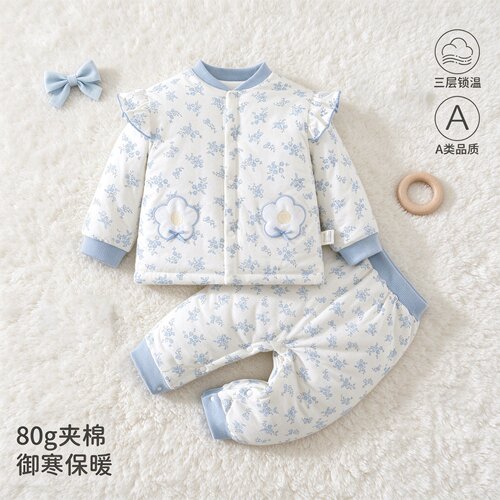 0-3岁女宝宝80克夹棉分体套装