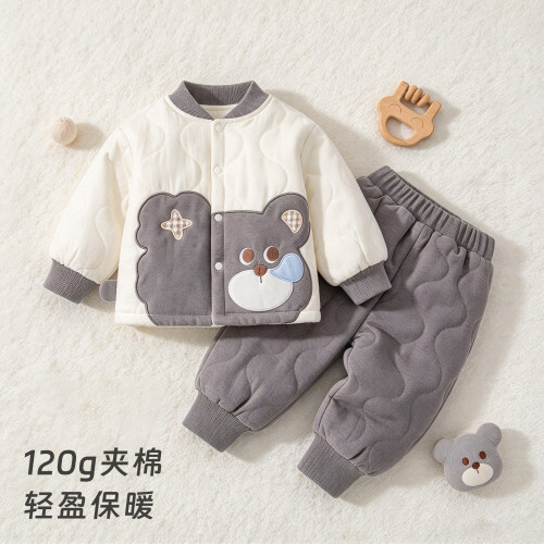 0-2岁婴儿对开分体套装120克夹棉