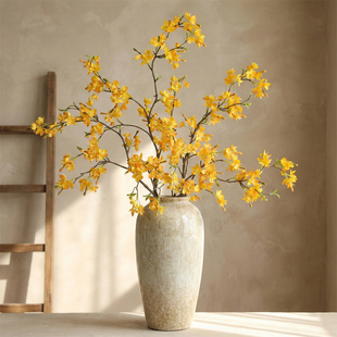 新中式仿真花黄色迎春花寸寸金客厅复古装饰摆件家居插花