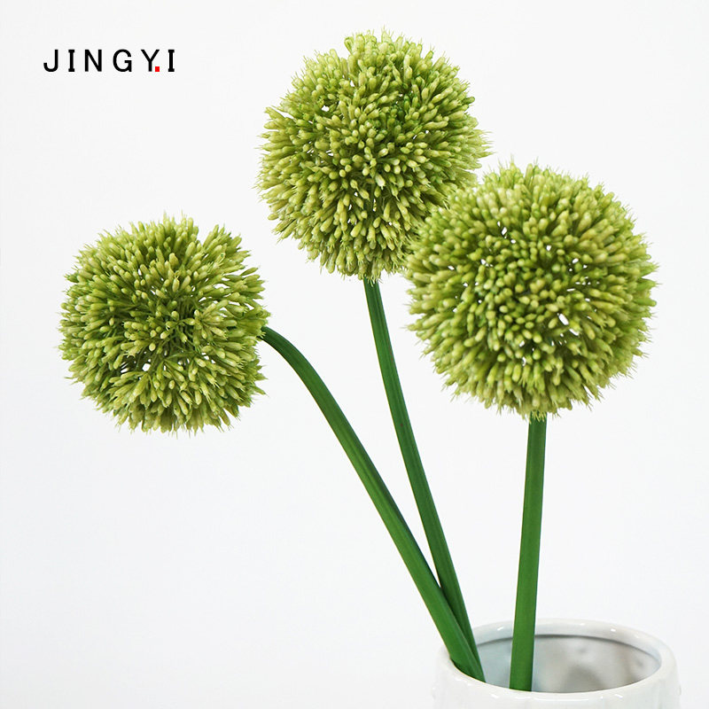 仿真花葱球花单头餐桌花插花装饰 田园风唯美假花绿色绣球大花葱