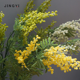 仿真金合欢假花合欢花把束摆件相思豆家居毛绒仿真花INS摄影道具