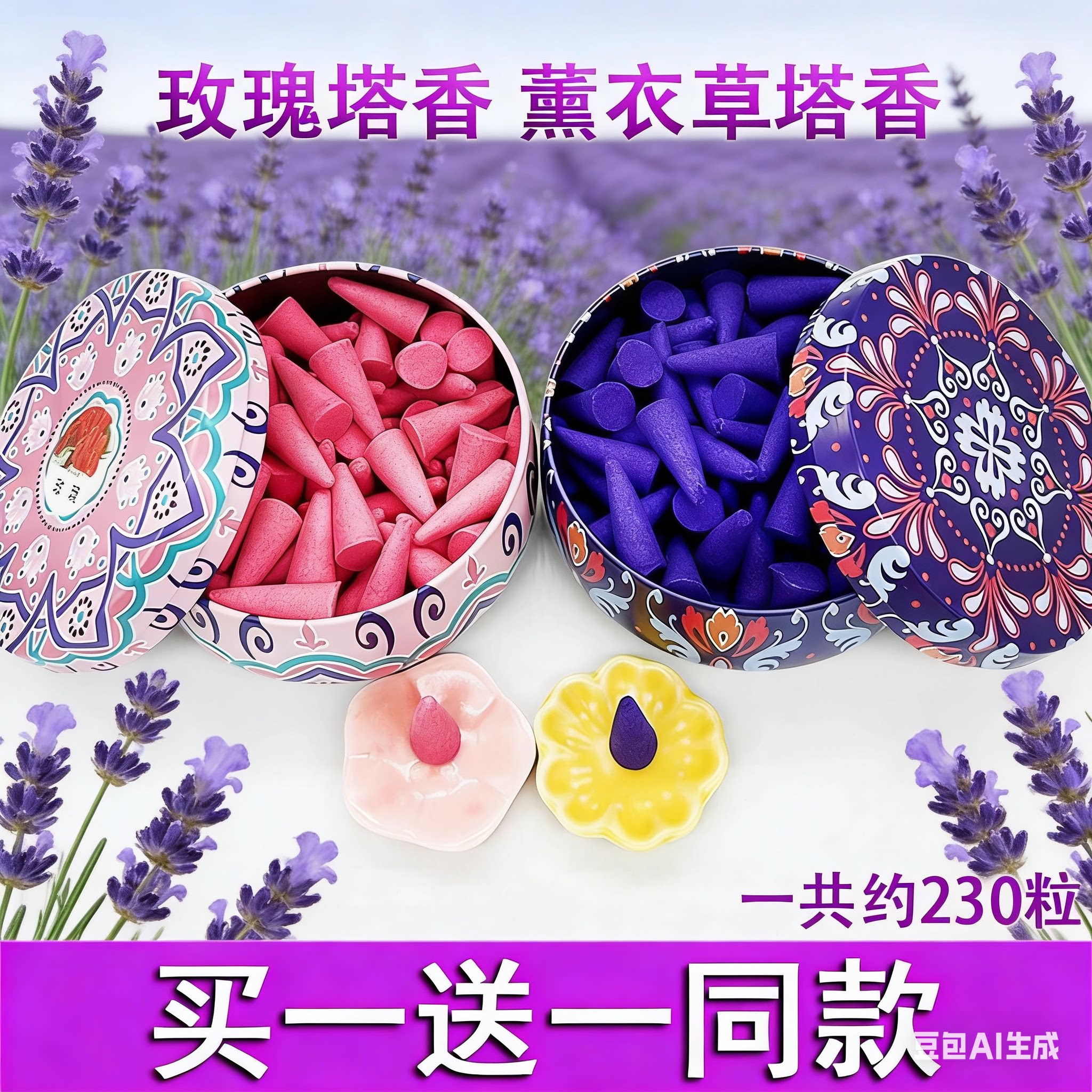 新疆薰衣草塔香卧室熏香安神助眠净化室内空气除蚊驱虫玫瑰香薰