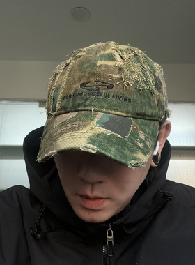 潮牌做旧破洞牛仔帽时尚个性棒球帽街舞嘻哈风格帽子男女士