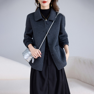 卡若维娅高级感双面绒大衣女2025秋冬新款减龄小个子毛呢子短外套