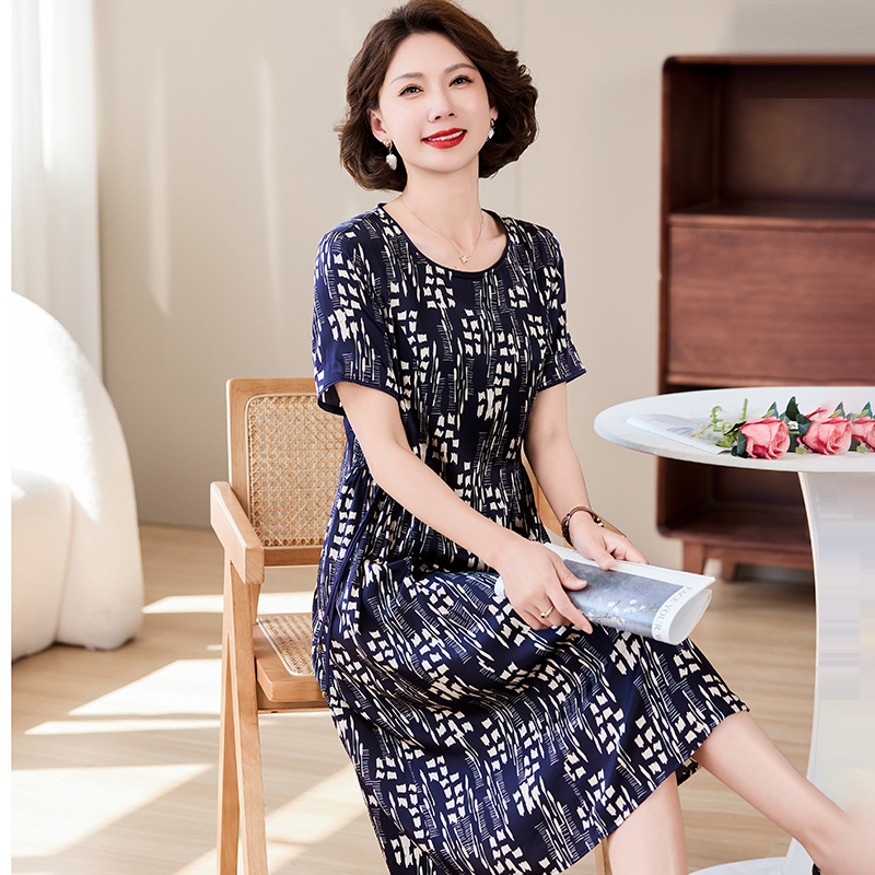 真丝连衣裙女2025新款短袖桑蚕丝