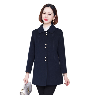 双面呢大衣秋冬新款羊毛呢子外套修身简约中长款零羊绒毛呢外套女