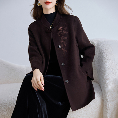 纯羊毛双面绒中长款外套呢子大衣