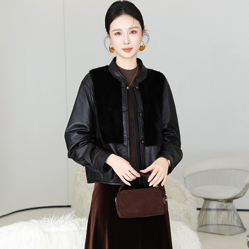 海宁真皮羽绒服短款鹅绒皮衣外套