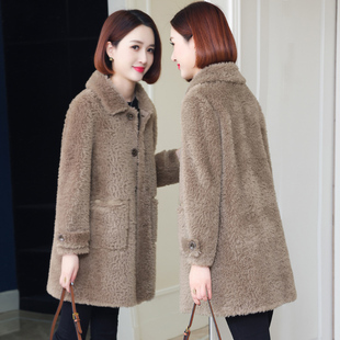 加厚羊剪绒皮草外套 新款 海宁颗粒绒羊羔毛大衣女中长款 2025年冬装