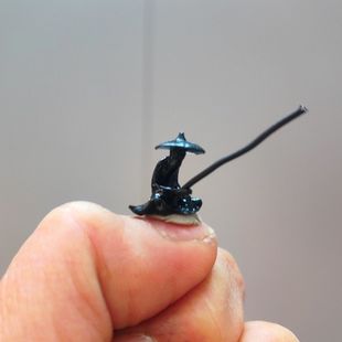 手办古代侠客姜太公钓鱼微缩人物江湖故人微景观盆景小人寒江孤影