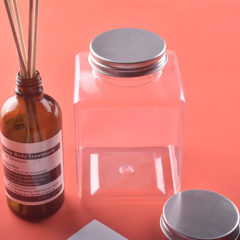 网红罐罐鱼瓶子正方形奶茶饮料瓶加厚高透储物瓶厨房五谷密封罐子