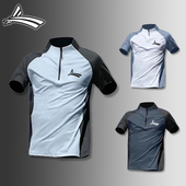 男半拉链半袖 沃兰拼色立领短袖 运动衫 速干衣吸汗透气健身跑步服