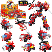 乐2025高积木拼装 玩具儿童云梯消防车汽车拼图男孩模型机甲机器人