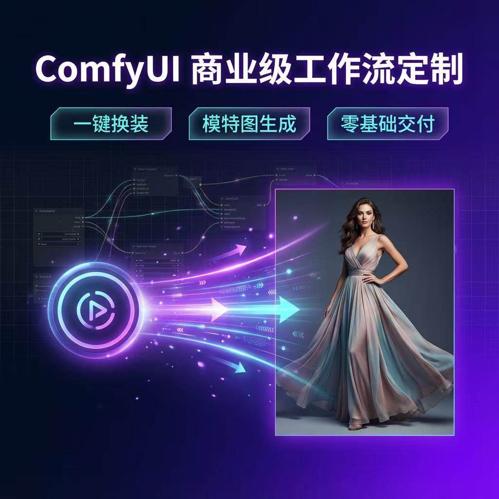 comfyui 工作流定制电商一键换装换背景艺术摄影定制搭建工作流