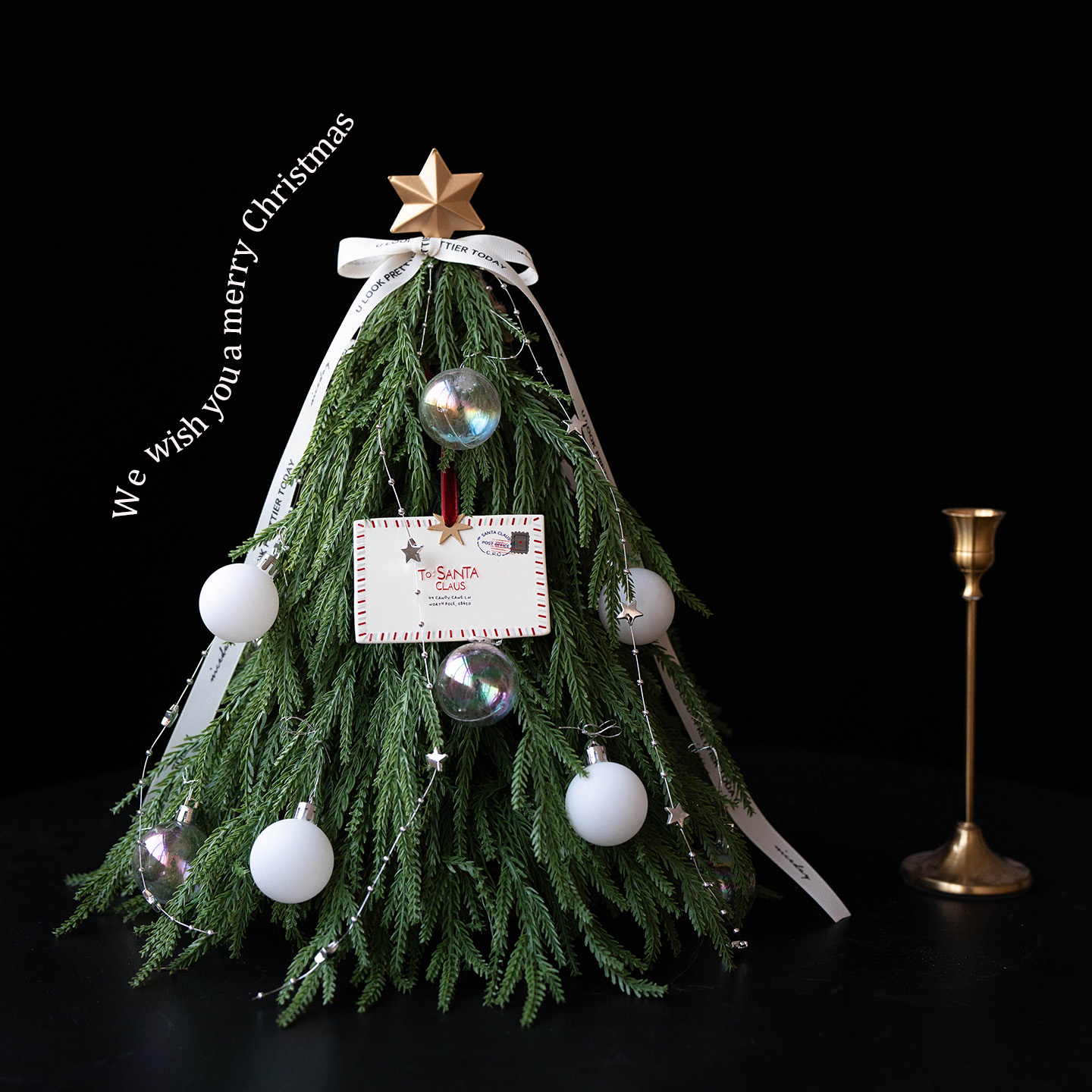 纯pe仿真南洋松桌面小圣诞树