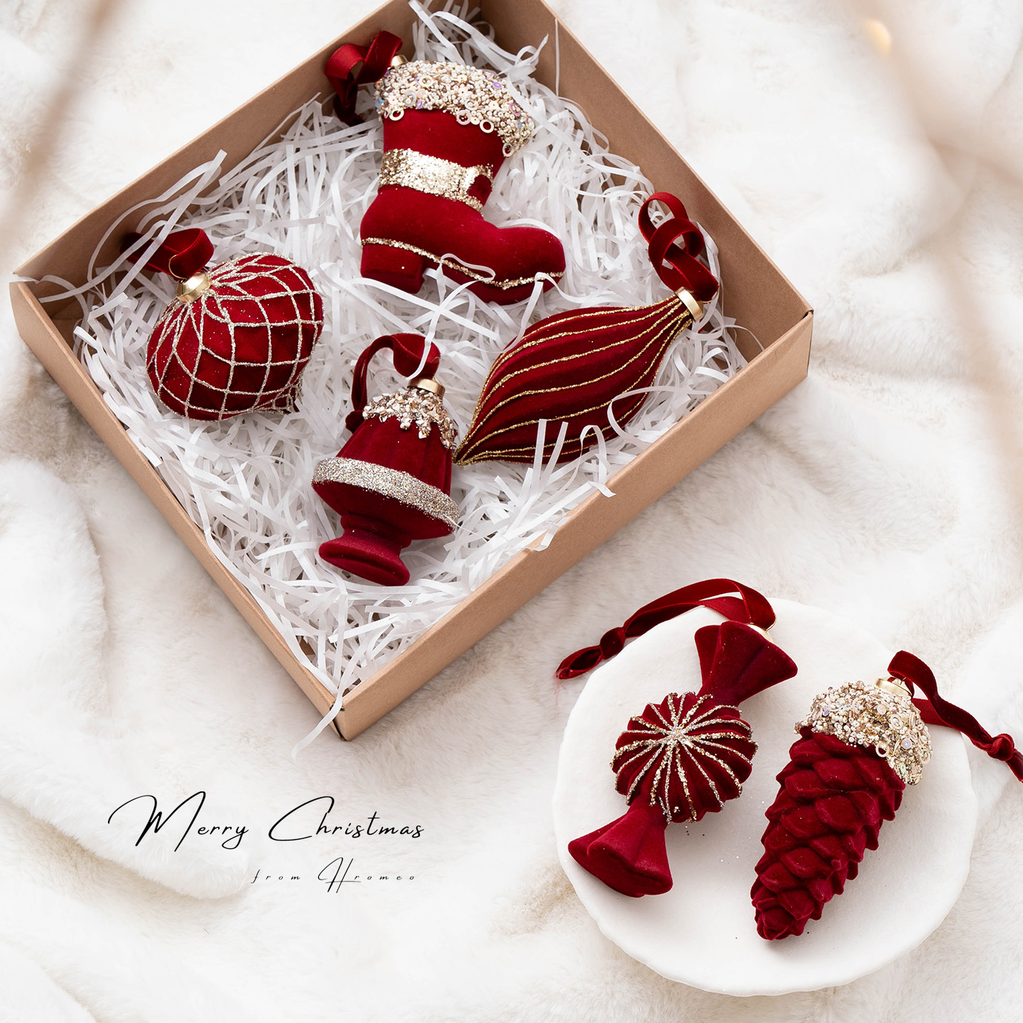 植绒圣诞异形球装饰高级感ins