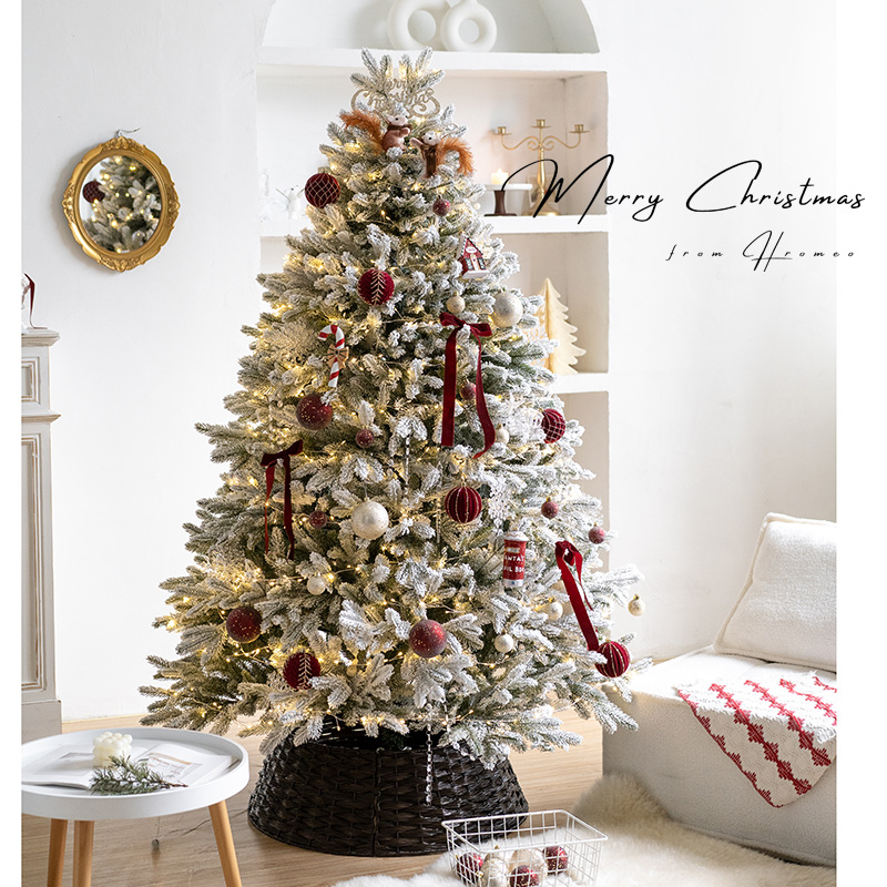 hromeoPE积雪圣诞树红色装饰套餐