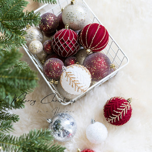 hromeo圣诞节装饰植绒球彩球