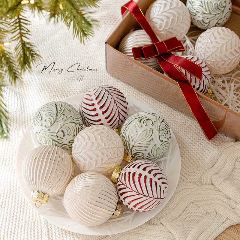 Hromeo8cm礼盒手工圣诞球