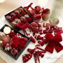 饰挂件圣诞球圣诞树红色装 饰品圣诞红色植绒装 饰 圣诞节装 Hromeo