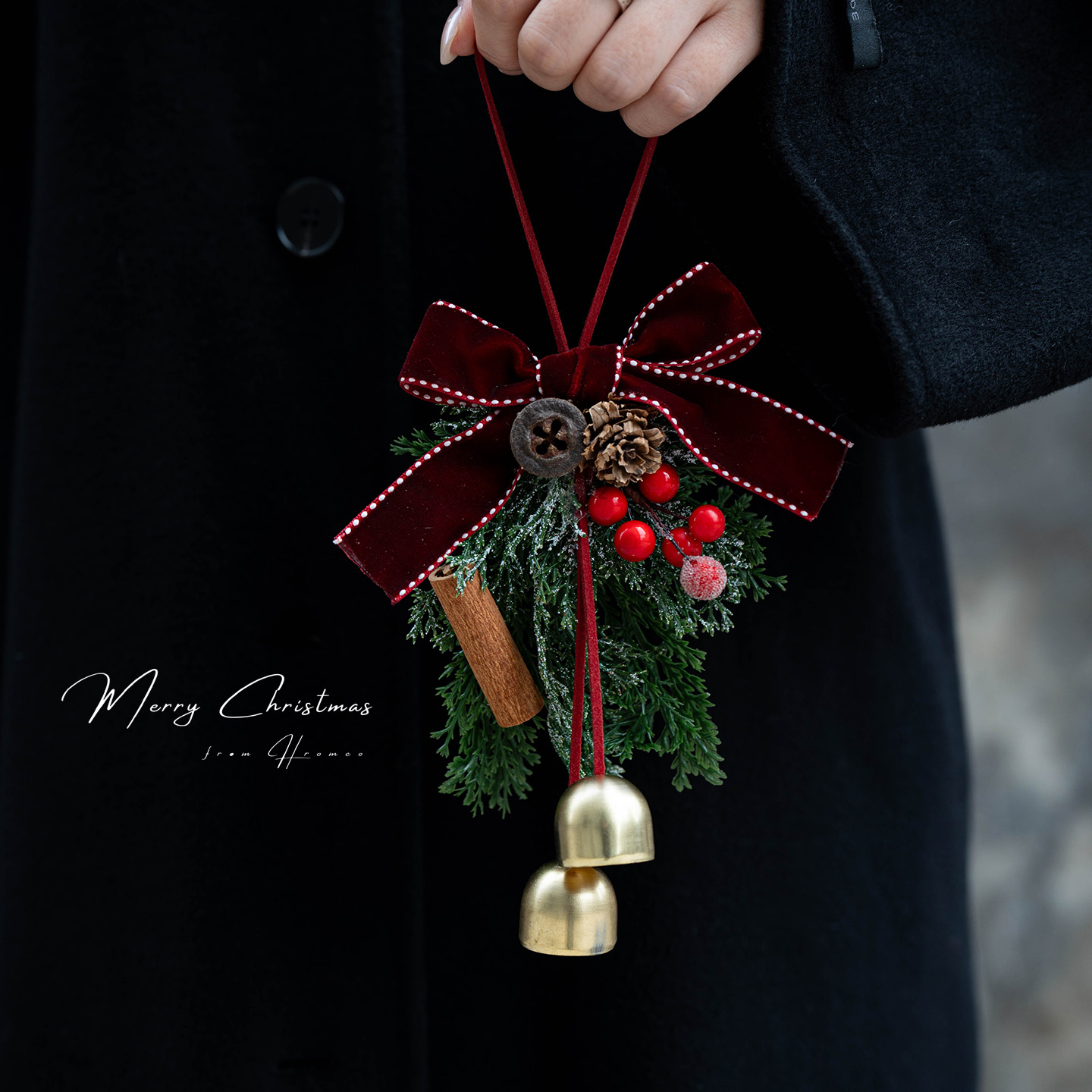 Hromeo蝴蝶结铃铛挂件装饰车挂