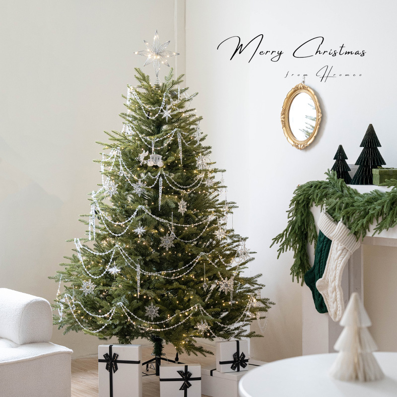 Hromeo透明雪花珠串PE圣诞树