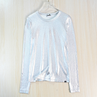 263 休闲长袖 亮色涂层螺纹圆领修身 T恤 时尚 思琪女装