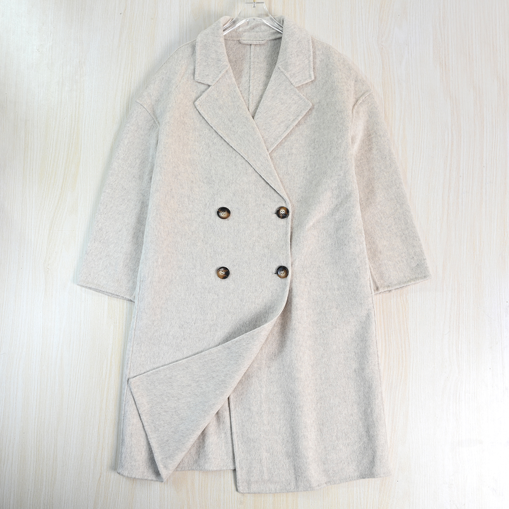 气质双面呢中长款绵羊毛大衣
