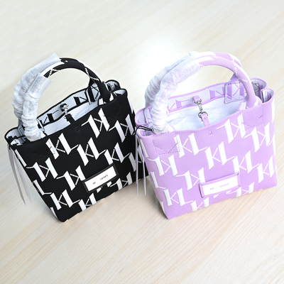 时尚皮革针织面手提单肩托特包